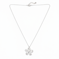 Hammered Flower Pendant On Chain - Silver Plate (SP105)