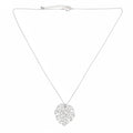 Hammered Leaf Pendant On Chain - Silver Plate
