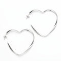 Large Heart Hoop Earrings - Silver Plate