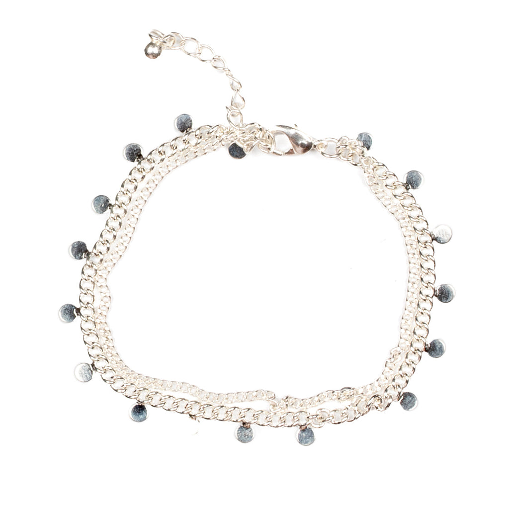 Double Disc Chain Bracelet - Silver Plate