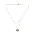 Double Strand Heart Necklace - Silver Plate