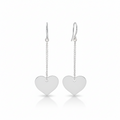 Drop Chain Heart Earring In Silver Plate