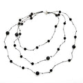 Triple Strand Lava Stone Necklace in Silver Plate