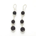 Lava Stone & Silver Plate Triple Ball Earring