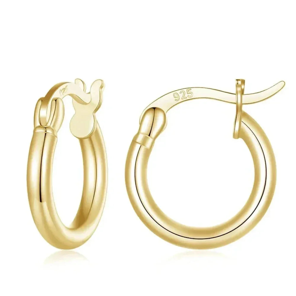 14K White Gold Plated 925 Sterling Silver Hoop Earrings | Hypoallergenic 24mm Hoops