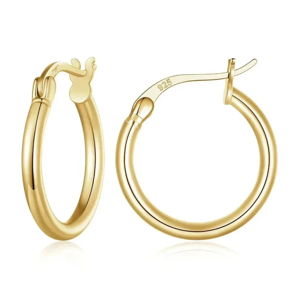 14K White Gold Plated 925 Sterling Silver Hoop Earrings | Hypoallergenic 24mm Hoops