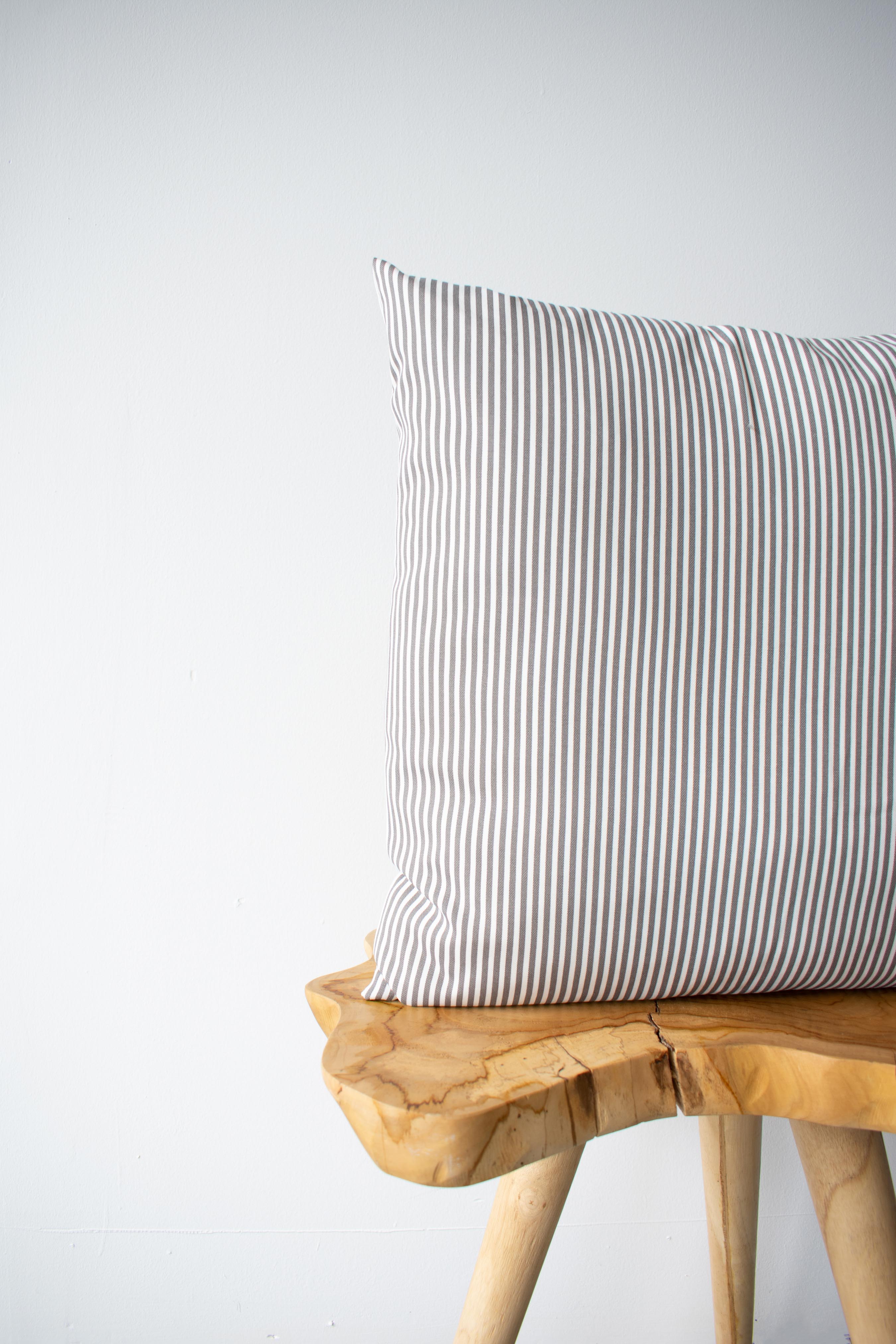 OUTDOOR PILLOW - GREY STRIPE 20"