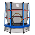 Outsunny 55" Kids Trampoline Enclosure Net Steel Frame Indoor Round Bouncer Rebounder 3-6 Years Blue Toy