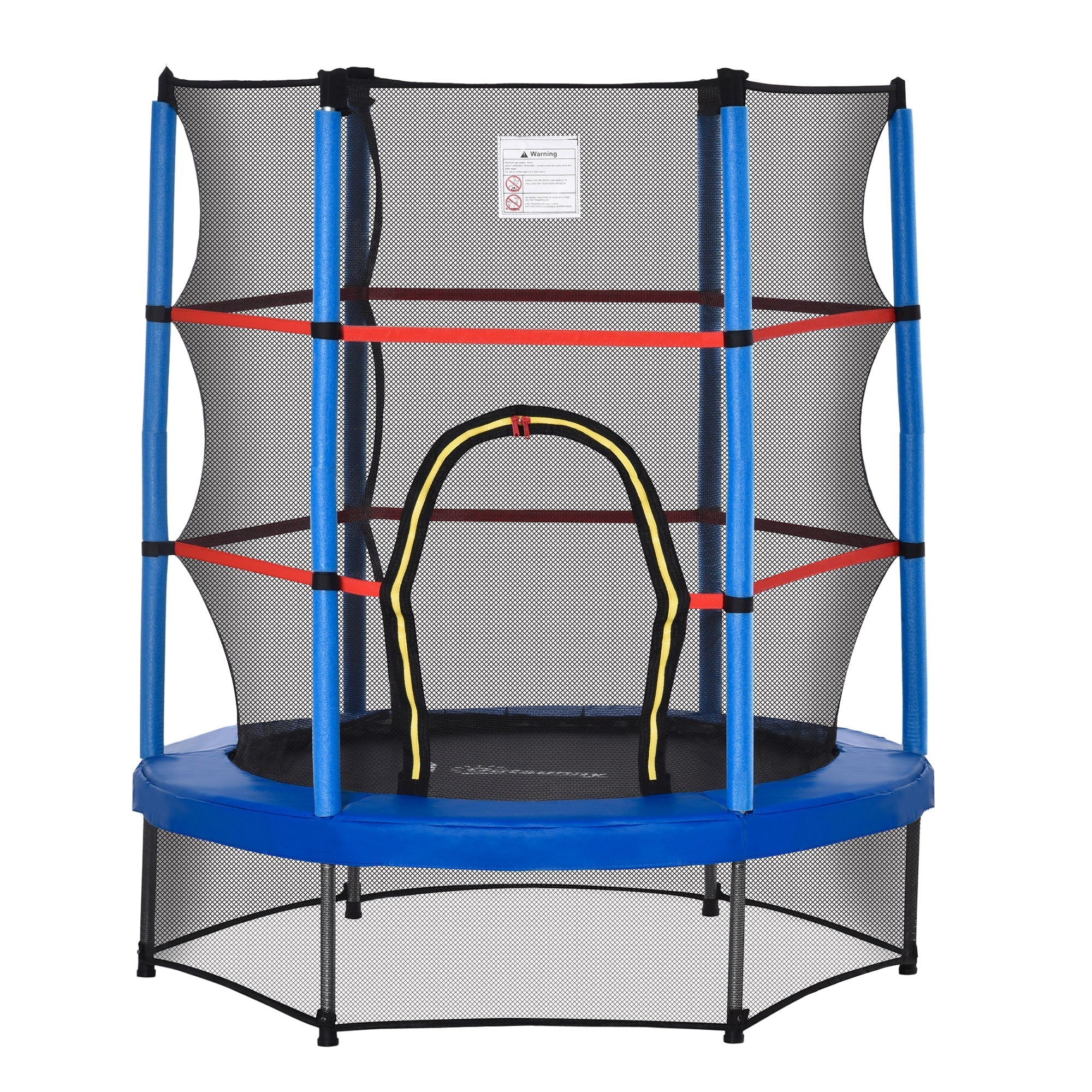 Outsunny 55" Kids Trampoline Enclosure Net Steel Frame Indoor Round Bouncer Rebounder 3-6 Years Blue Toy