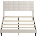 Harper Queen Size Bed Frame with Upholstered Headboard-Cream White