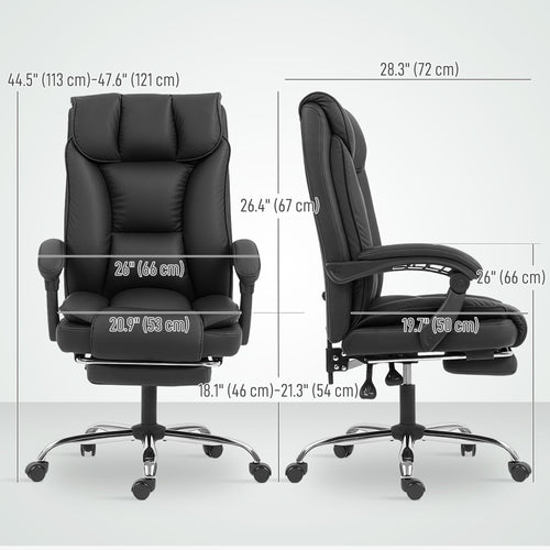 Alexis Executive Ergonomic Office Chair with Pet-Friendly Leather, Footrest and Swivel Recliner-Black
