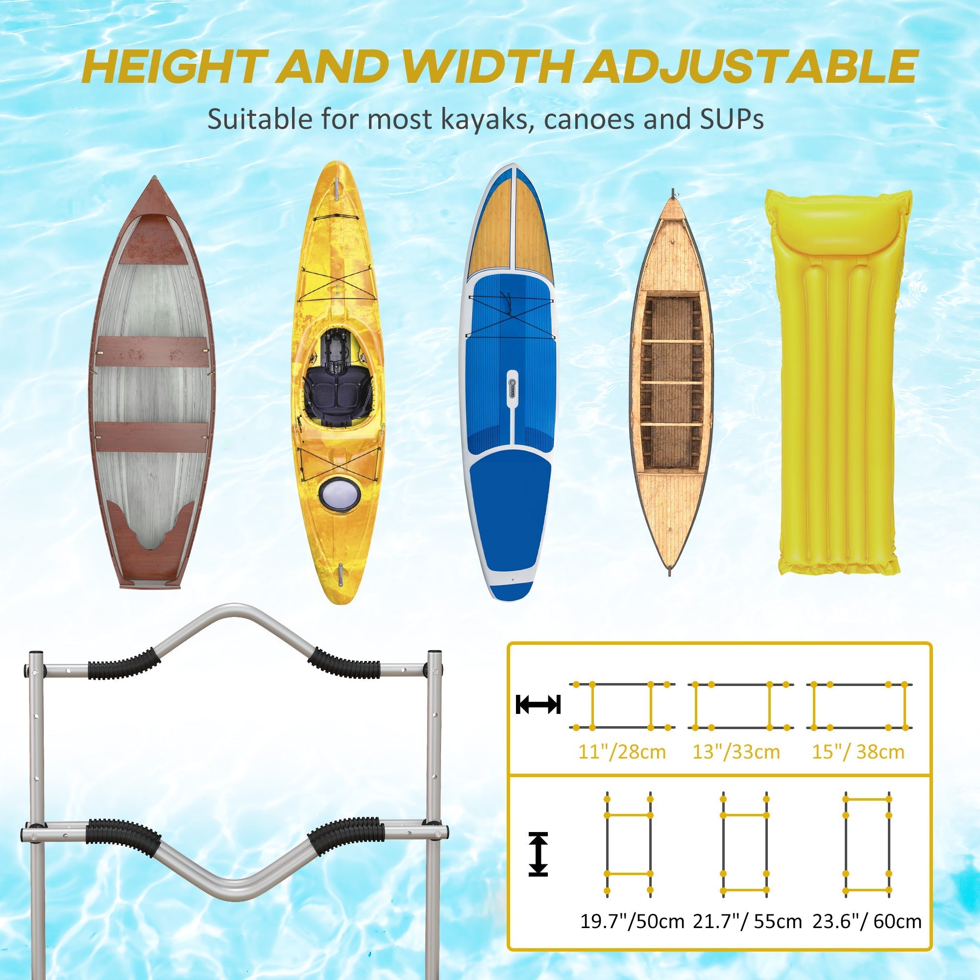 Soozier Alumnium Kayak Cart Dolly, Kayak Wheels with Adjustable Height and Width, for Kayaks, Canoes, Paddleboards