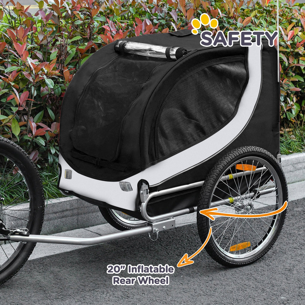 Aosom Foldable Dog Bike Trailer Pet Cart Wagon Safety Anchor Black