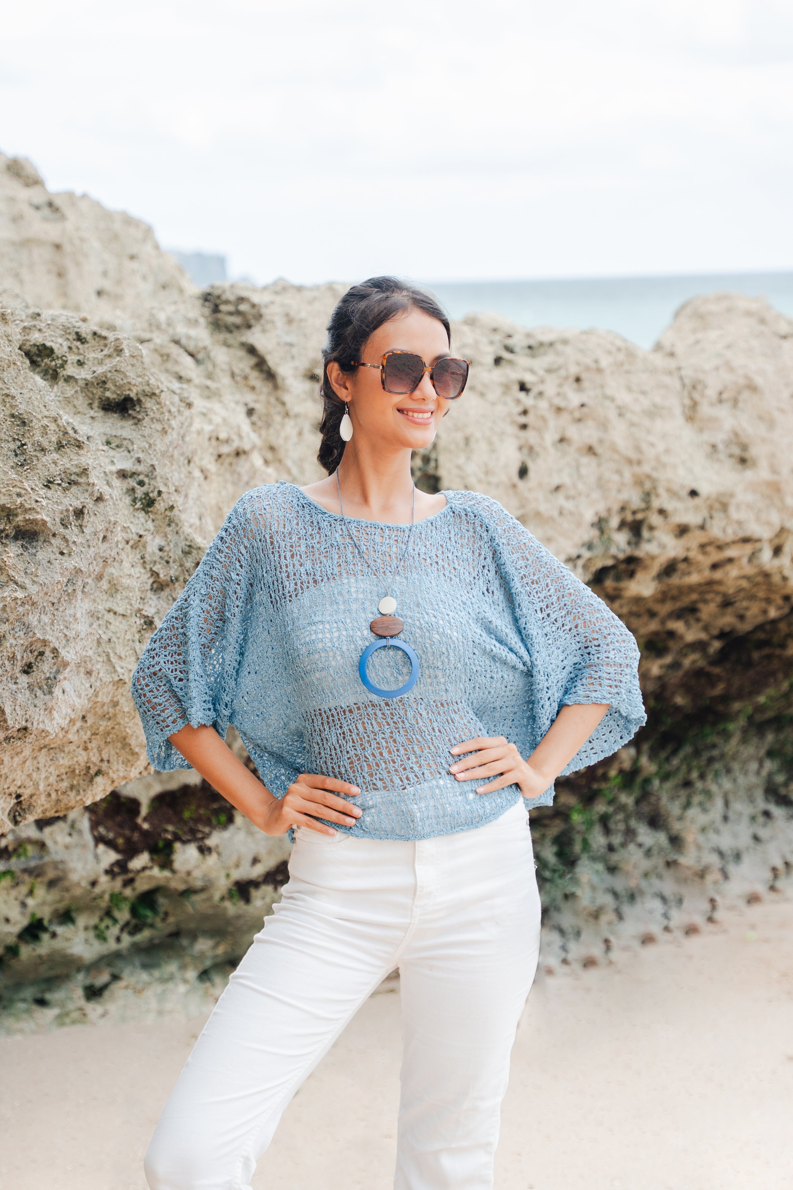 Short Sleeved Top - Sky Blue