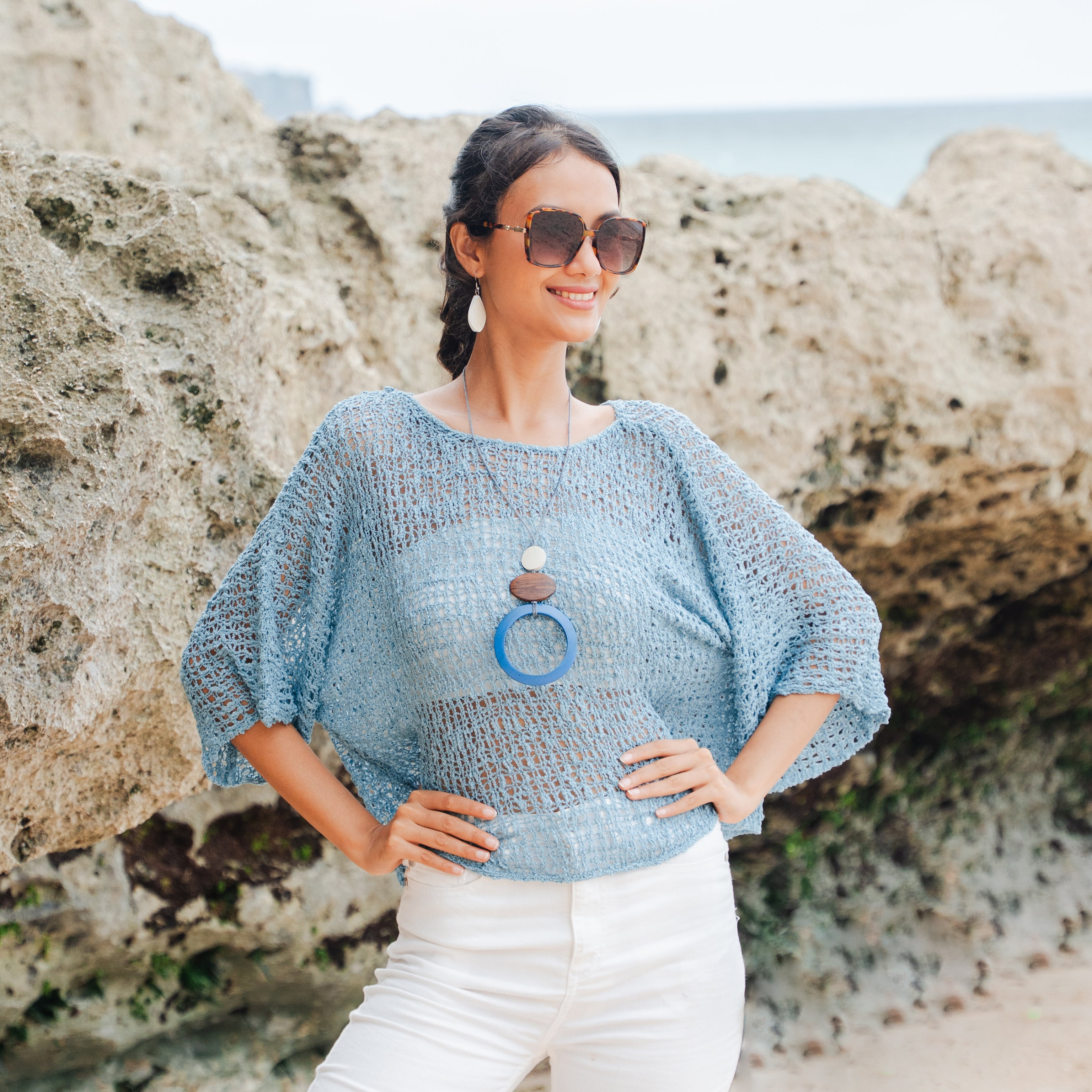 Short Sleeved Top - Sky Blue