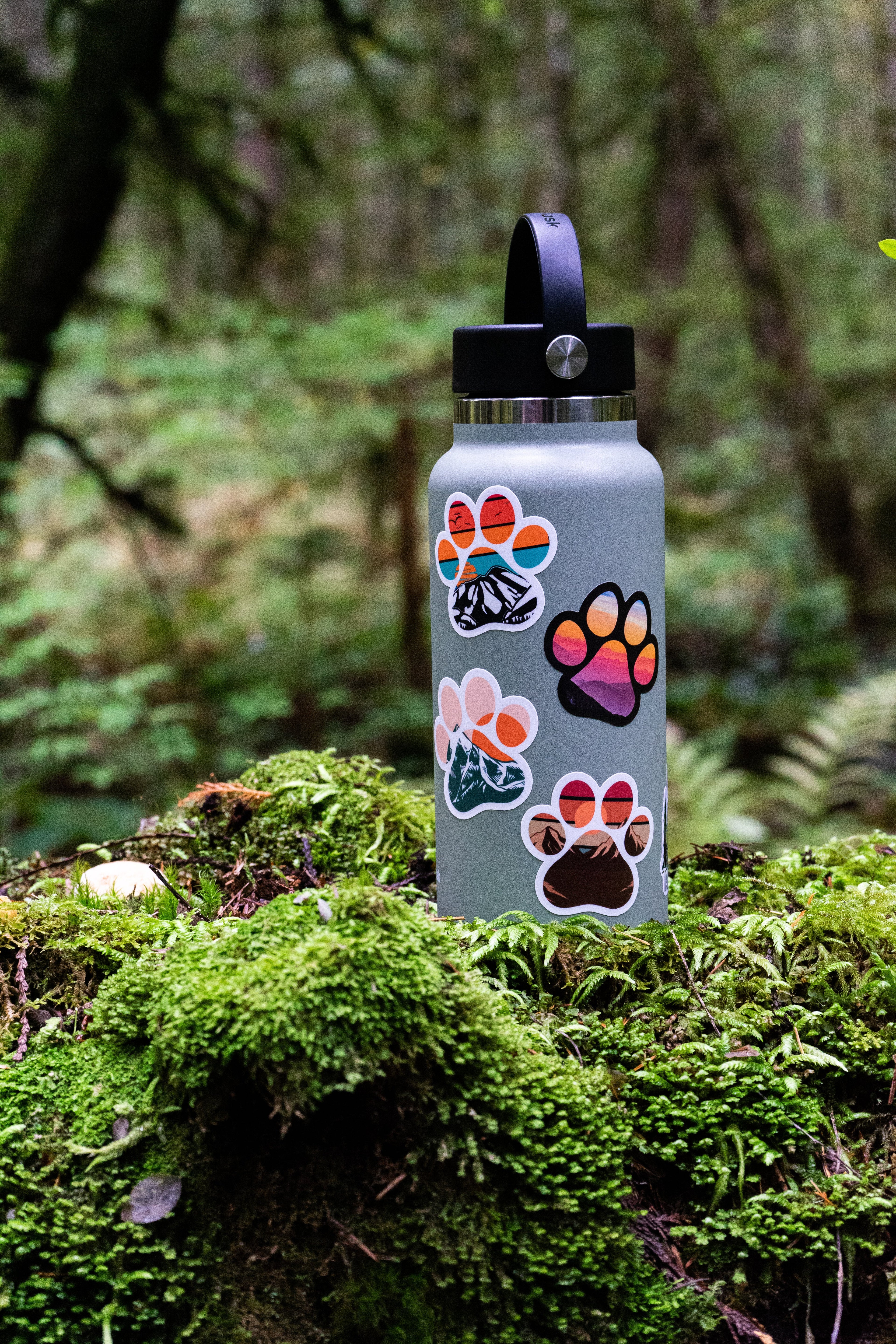 Mountain Sunset Paw Print Sticker