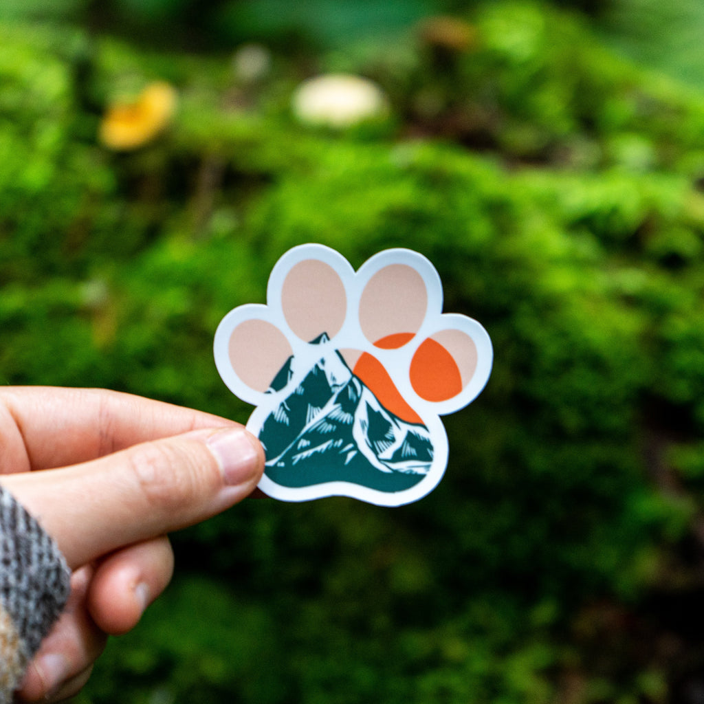 Mountain Sunset Paw Print Sticker