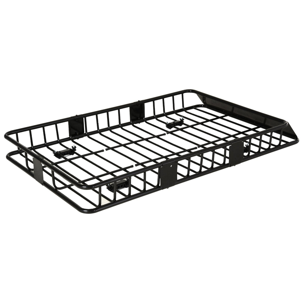 HOMCOM Adjustable 64"/43" x 39" Car Roof Rack Universal Rooftop Cargo Carrier with U-bolts 220 lbs Load Capacity