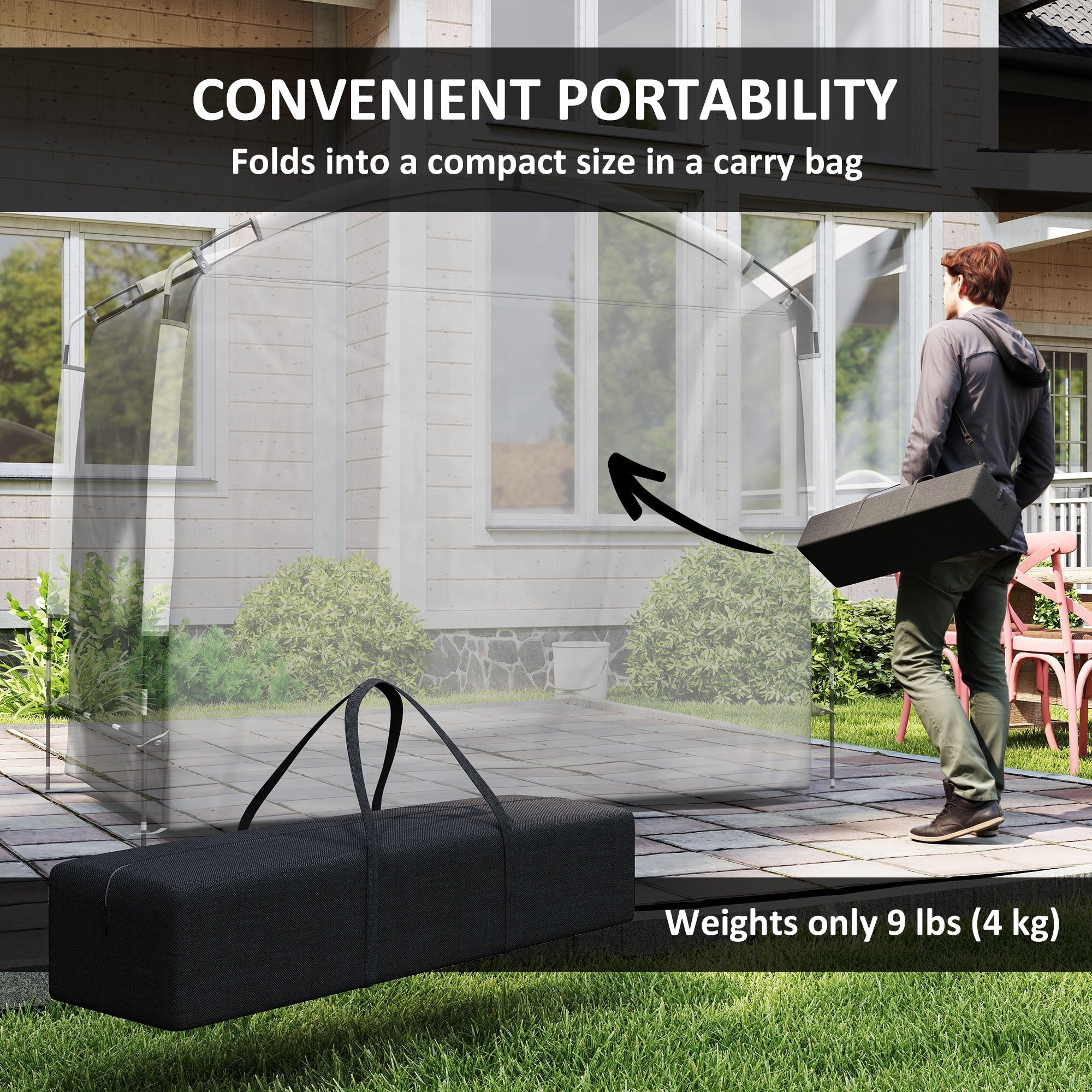 Outsunny Bike Storage Shed Tent, Portable and Waterproof with 210D Oxford Fabric and Carry Bag for 3-4 Bicycles, Dark Grey