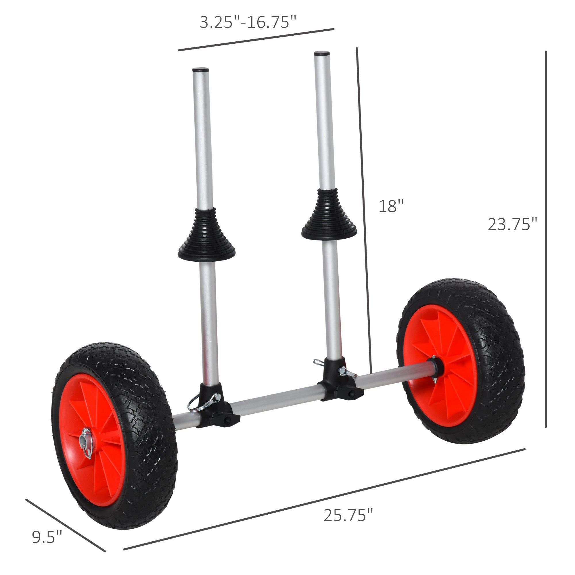 Soozier Universal Kayak Cart Trolley Strong Aluminum Frame Adjustable Width Crossbar Large Tires