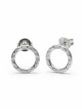 Beaten Circle Silver Plate Stud Earrings