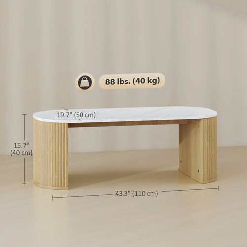 Cameron Modern Faux-Marble Coffee Table-Natural Wood