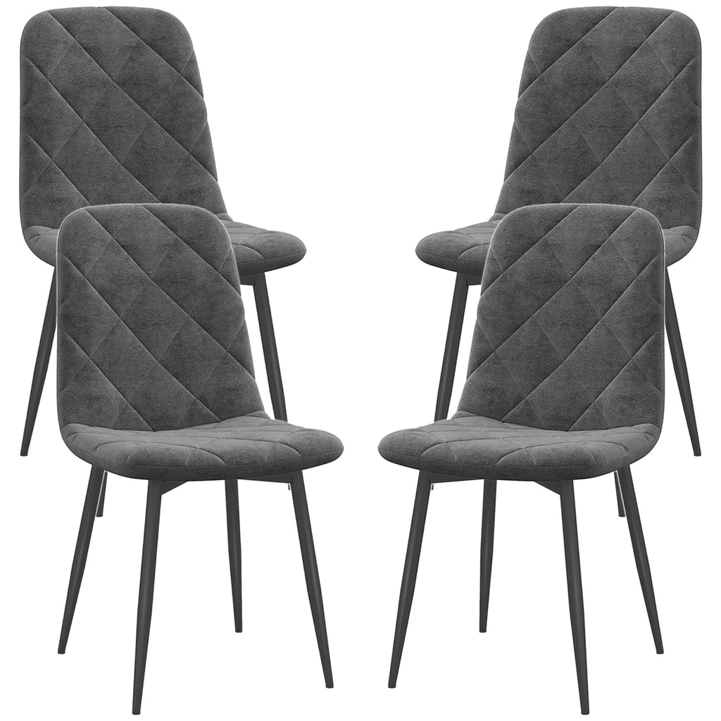 Arbor Upholstered Dining Chairs with Steel Legs-Set of 4-Grey
