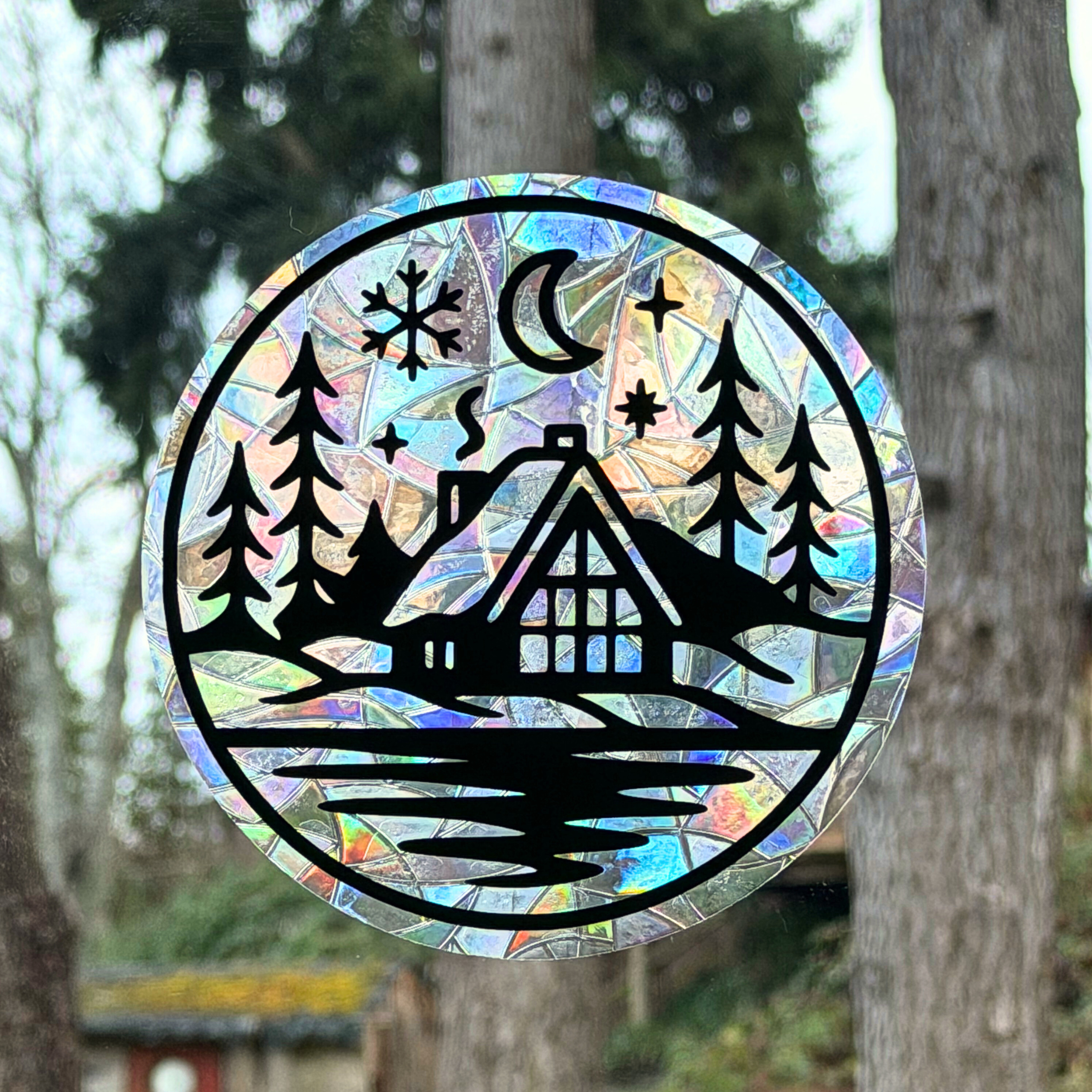 Cozy Winter Cabin Suncatcher