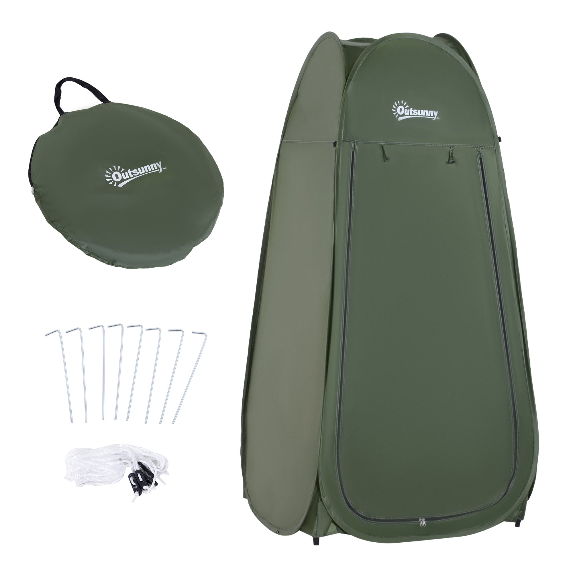 Outsunny Portable Pop Up Camping Shower Tent Dressing Changing Privacy Shelter Green
