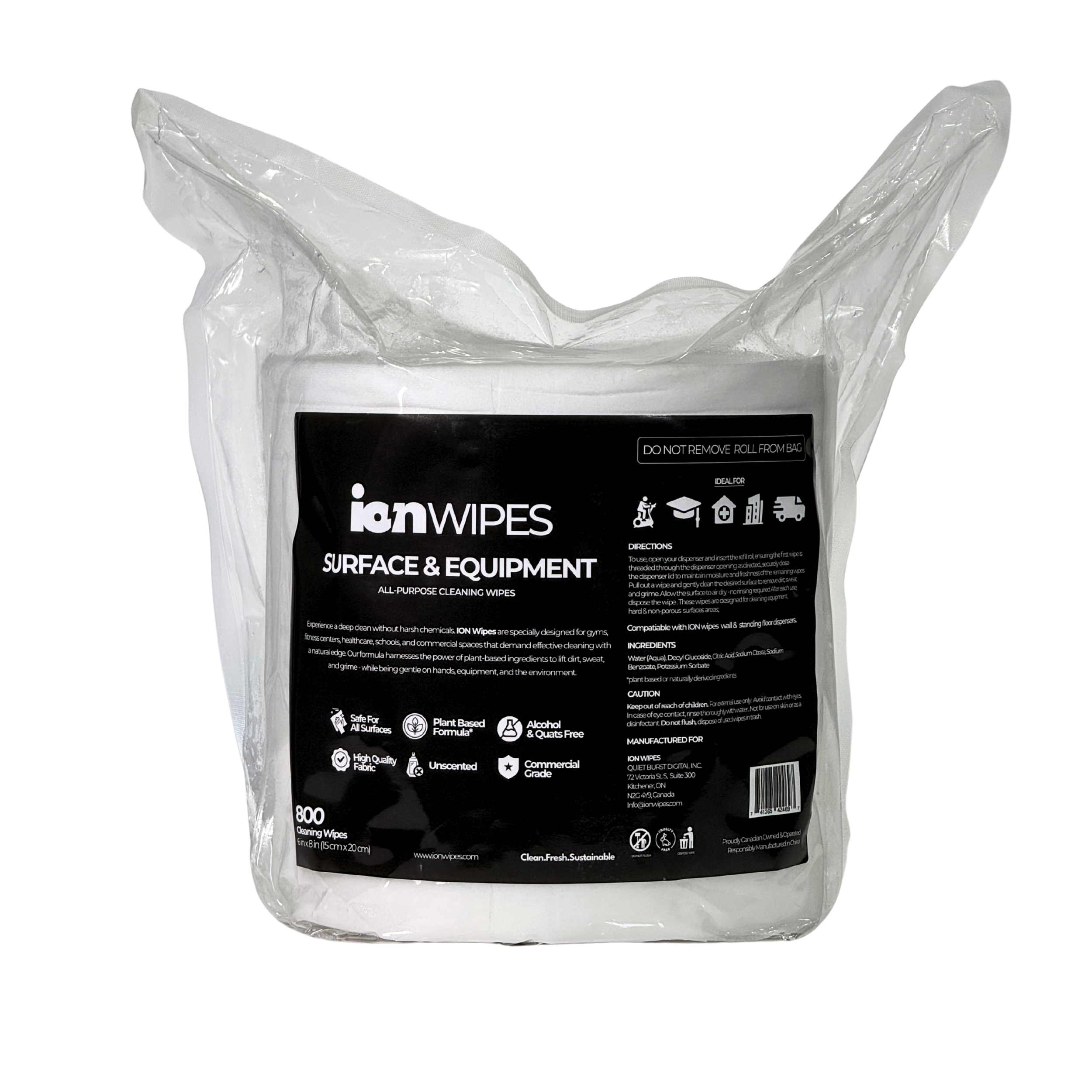 Gym Wipes with Stainless Steel Floor Stand Dispenser - 3200 Wipes (4 x 800)