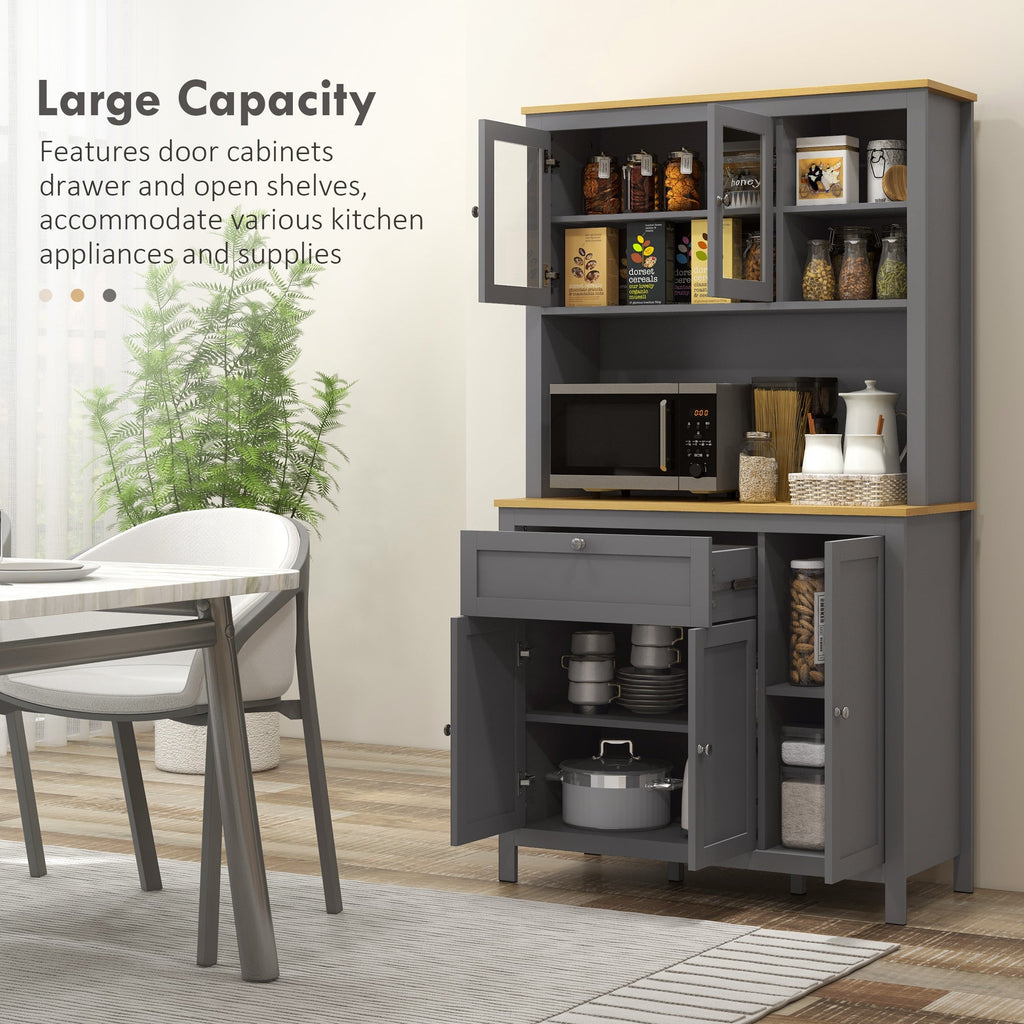 Brooks 71" 5-Door Kitchen/Storage Cabinet with Adjustable Shelves-Grey