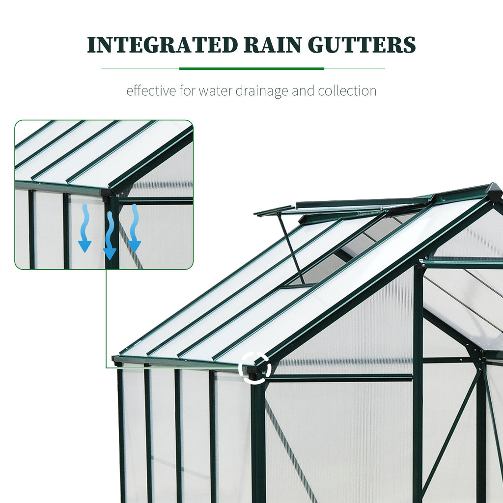 Outsunny 6'x8'x7' Walk-in Greenhouse Clear Polycarbonate Panels Plants Flower Growth Shed Outdoor Warm House