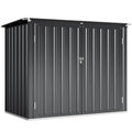 Outdoor Storage Shed Lockable Galvanized Steel Garbage Bin Shed Lift-up Lid for 2 Trash Cans