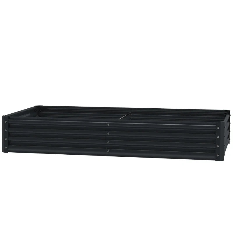 6 x 3 x 1ft Galvanized Raised Garden Bed, Reinforced Outdoor Planter Box with Open Bottom, Dark Grey
