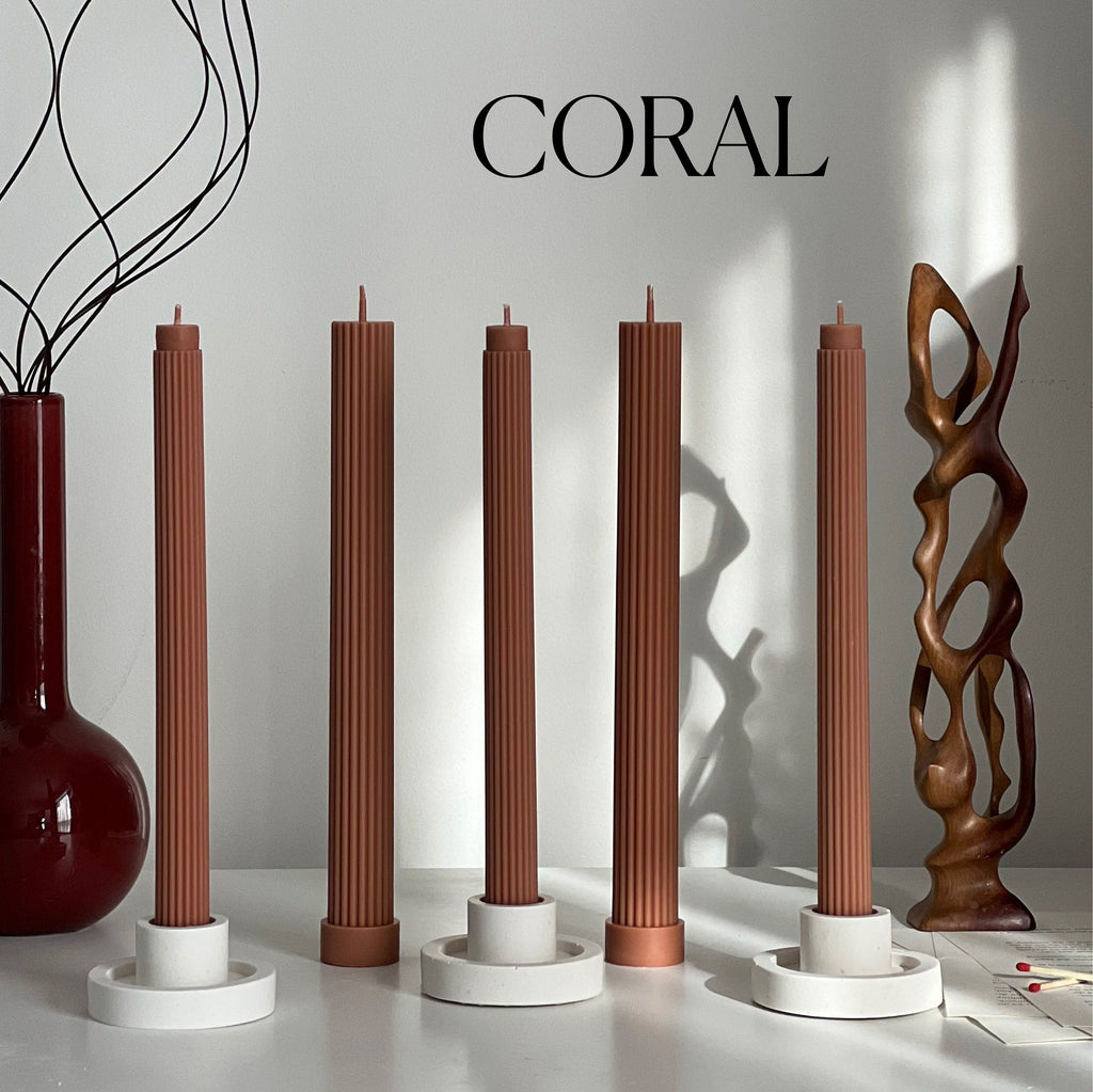 Ribbed Soy Wax Taper Candle: Unscented Event Decor