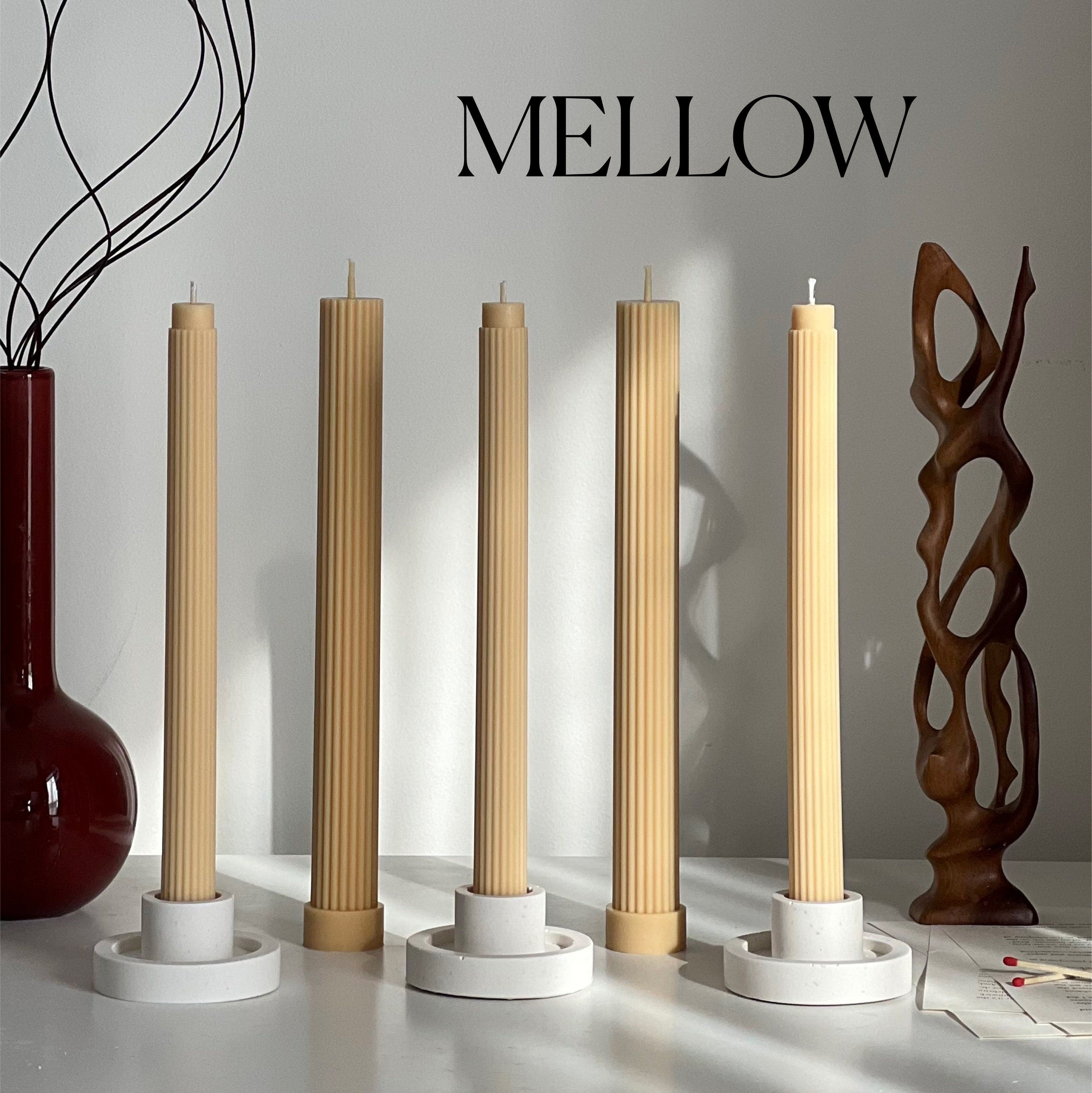 Ribbed Soy Wax Taper Candle: Unscented Event Decor