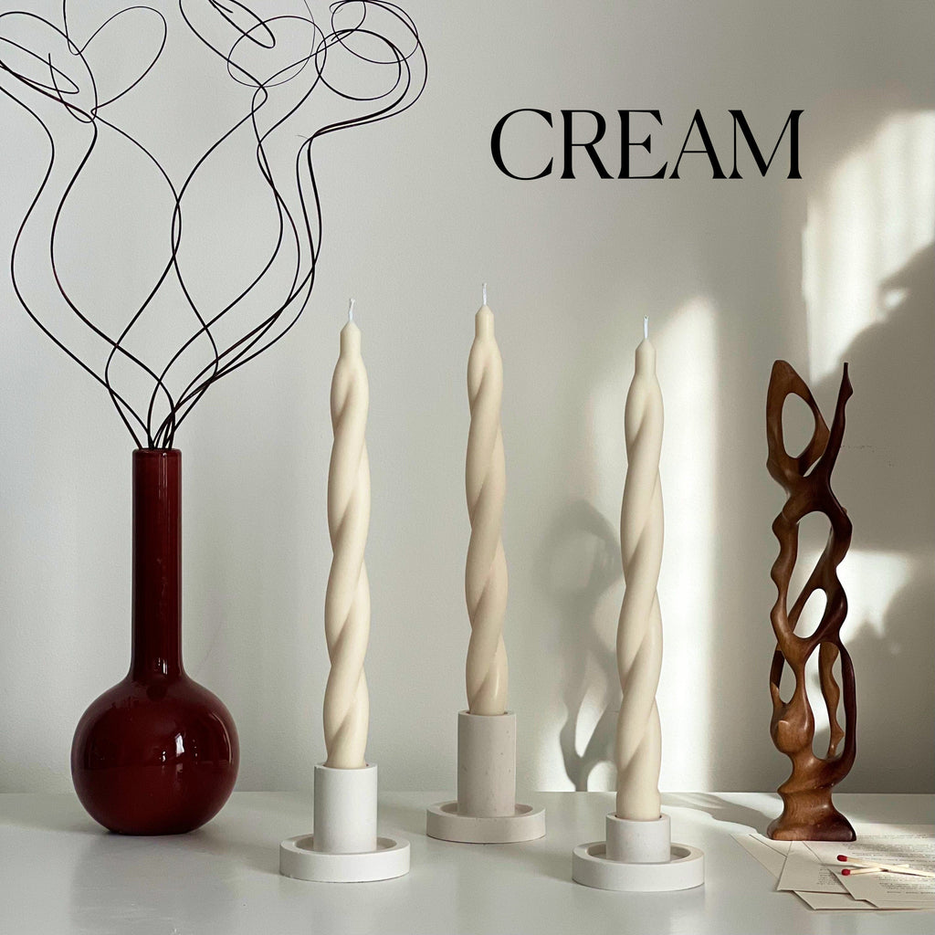 Tall Twisted Soy Wax Taper Candle: Handmade Dinner Decor