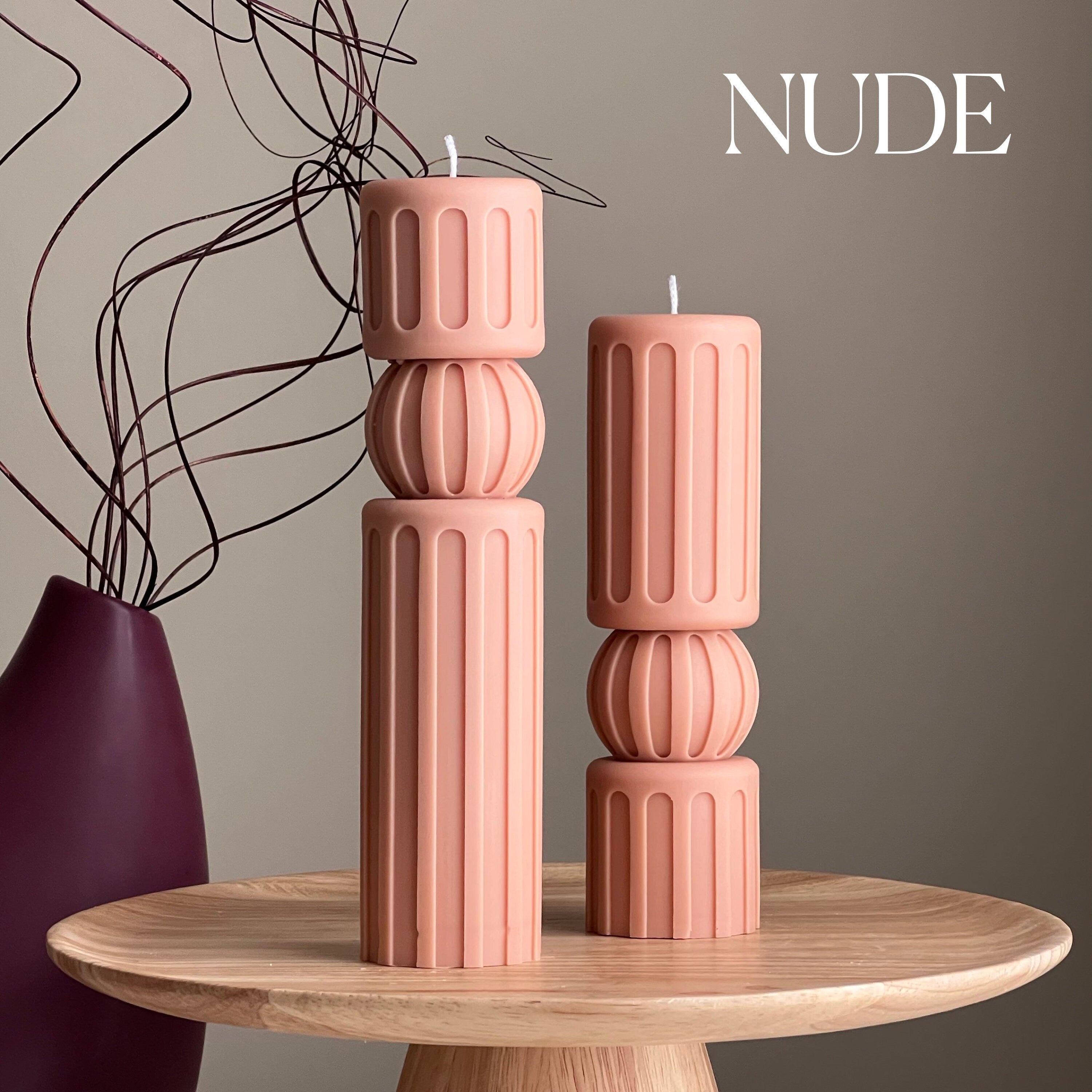 Roman Pillar Soy Wax Candle Set: Minimalist Home Decor
