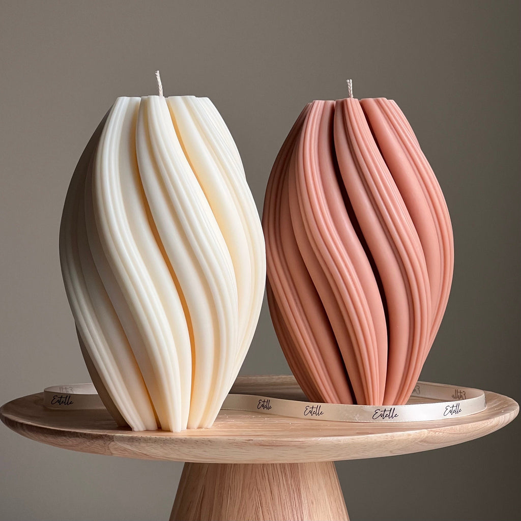 Tall Swirl Soy Wax Candle | Modern Home Decor