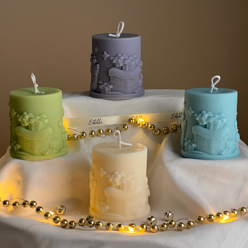 Handmade Christmas Pillar Candle: Festive Home Decor