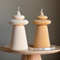 Large Ribbed Soy Pillar Candle | Sculptural Home Decor
