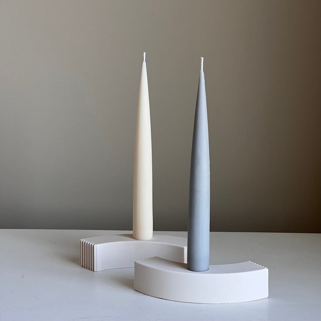 Minimal Jesmonite Candlestick Holder: Geometric Taper Candle Decor