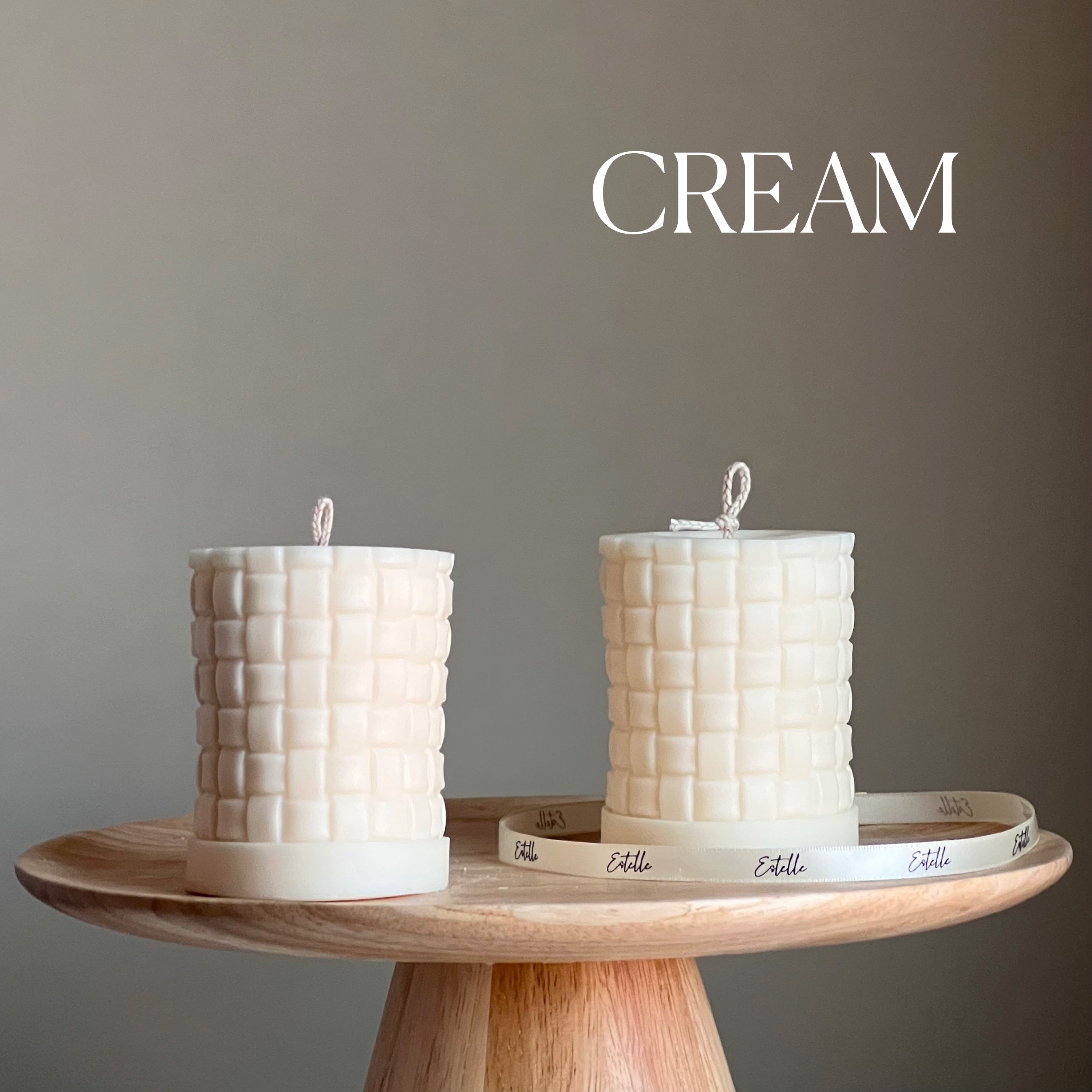 Large Knitted Soy Pillar Candle | Custom Color & Scent