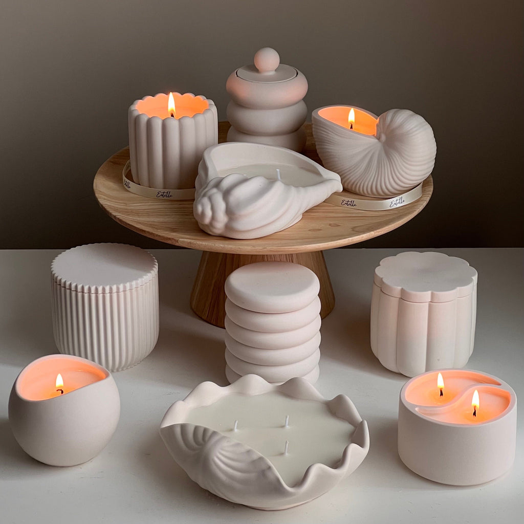 Donut Jar Soy Candle: Wood Wick, Jesmonite Vessel, Handmade