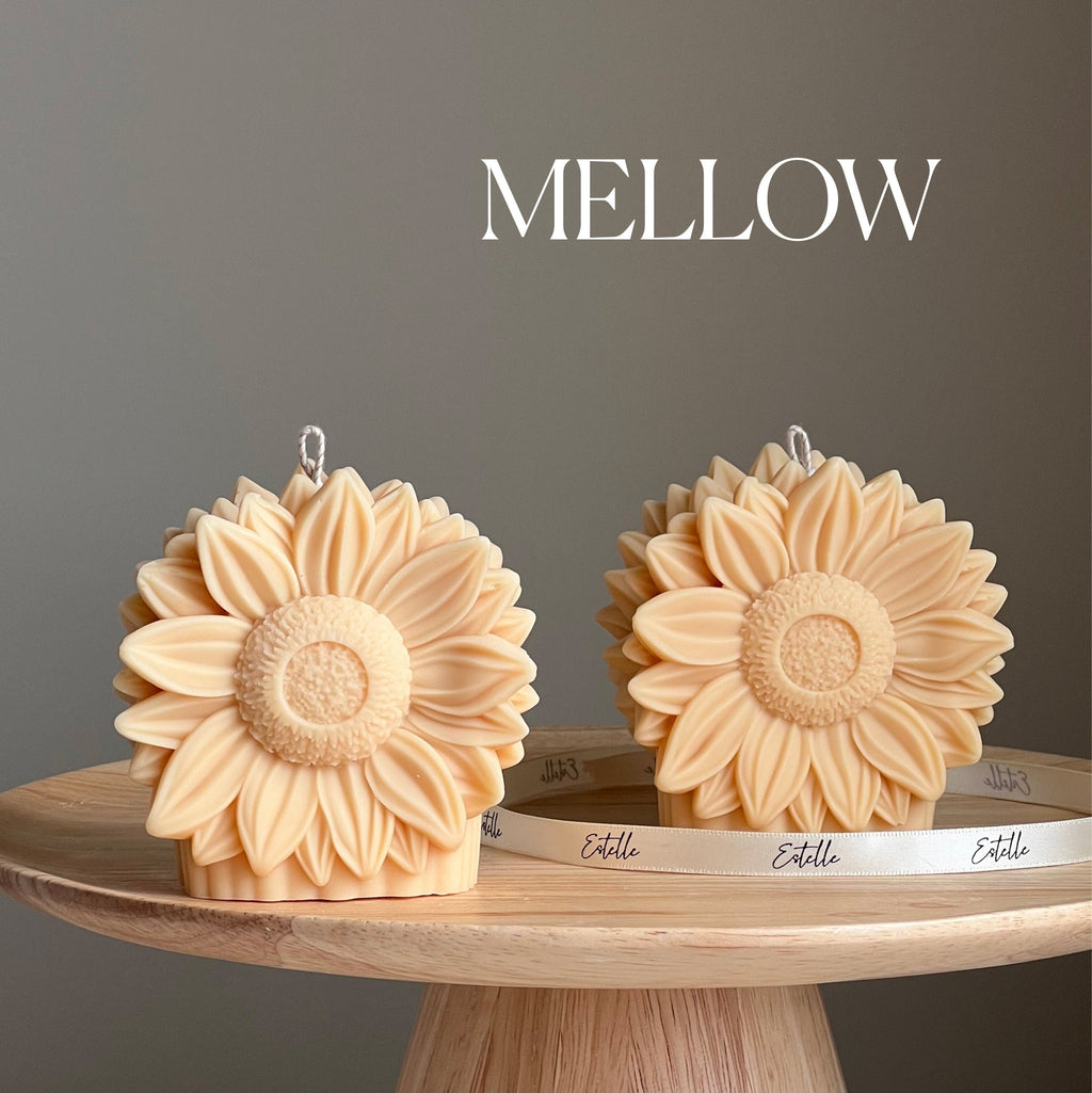 Handmade Sunflower Candle: Vegan Soy Pillar Candle, Home Decor