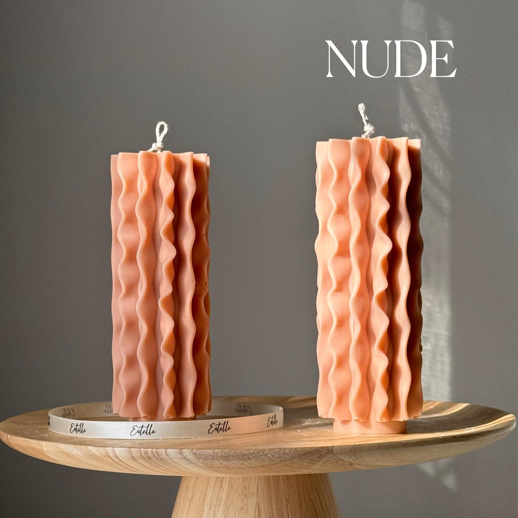 Geometric Soy Pillar Candle: Sculptural Home Decor