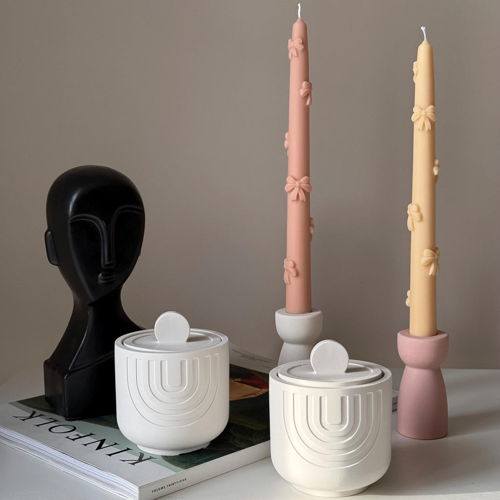 Geometric Soy Wax Candle in Jesmonite Jar: Handmade Scented Candle