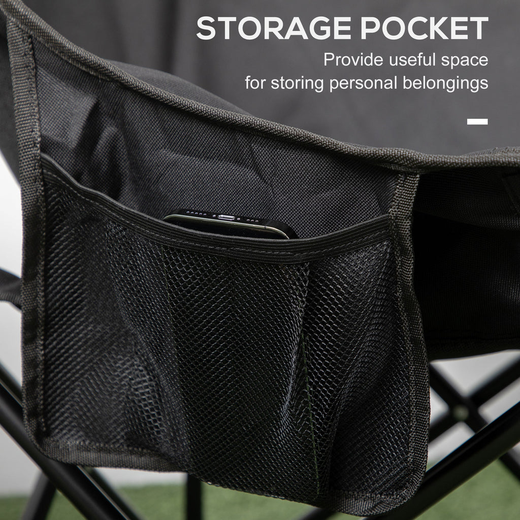 Outsunny Folding Camping Chair Lightweight Portable Chair for Outdoor Hiking Backpacking with Carry Bag Side Pocket Black