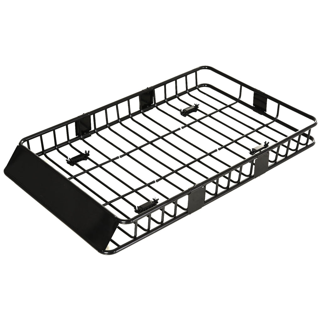 HOMCOM Adjustable 64"/43" x 39" Car Roof Rack Universal Rooftop Cargo Carrier with U-bolts 220 lbs Load Capacity