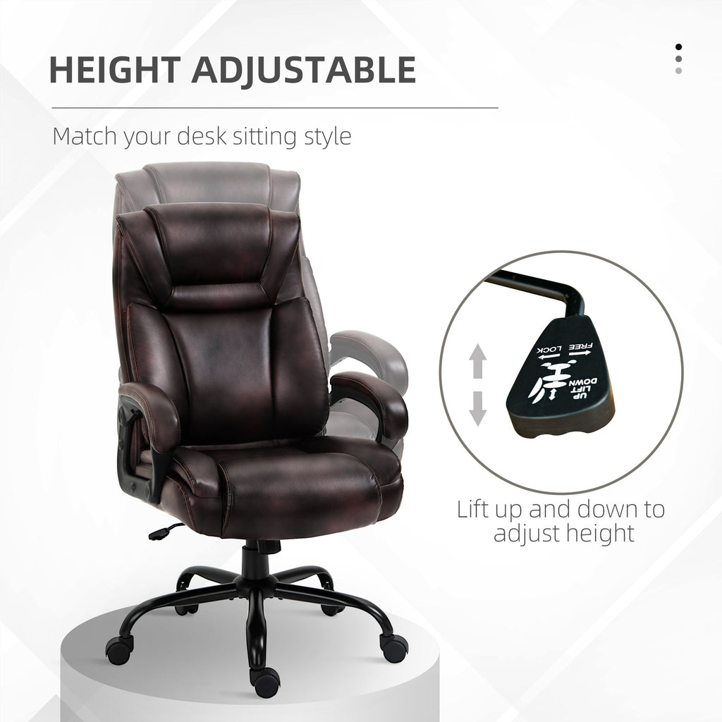 Joel Executive Office Chair with High Back, Adjustable Height and 400LBS Capacity-Brown